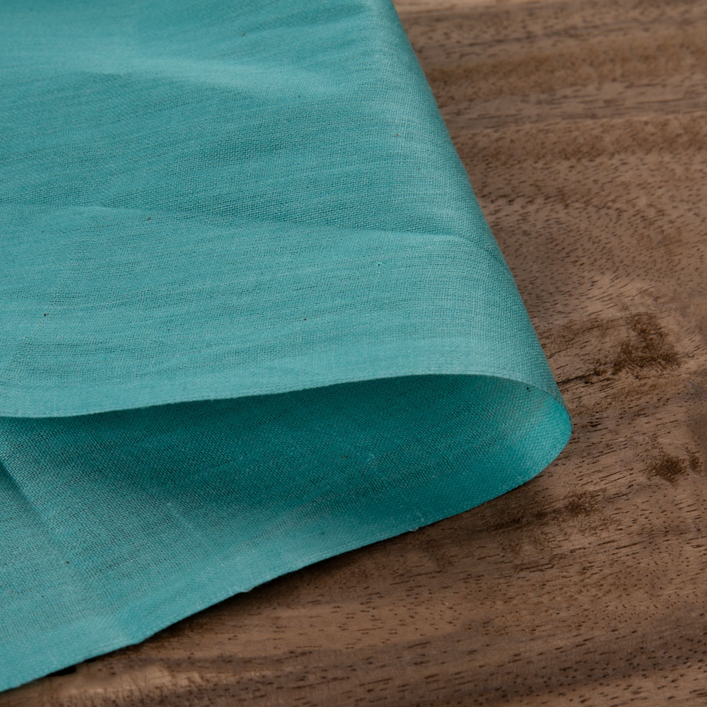 Plain Turquoise Pure Cotton 92 GSM Handwoven Fabric