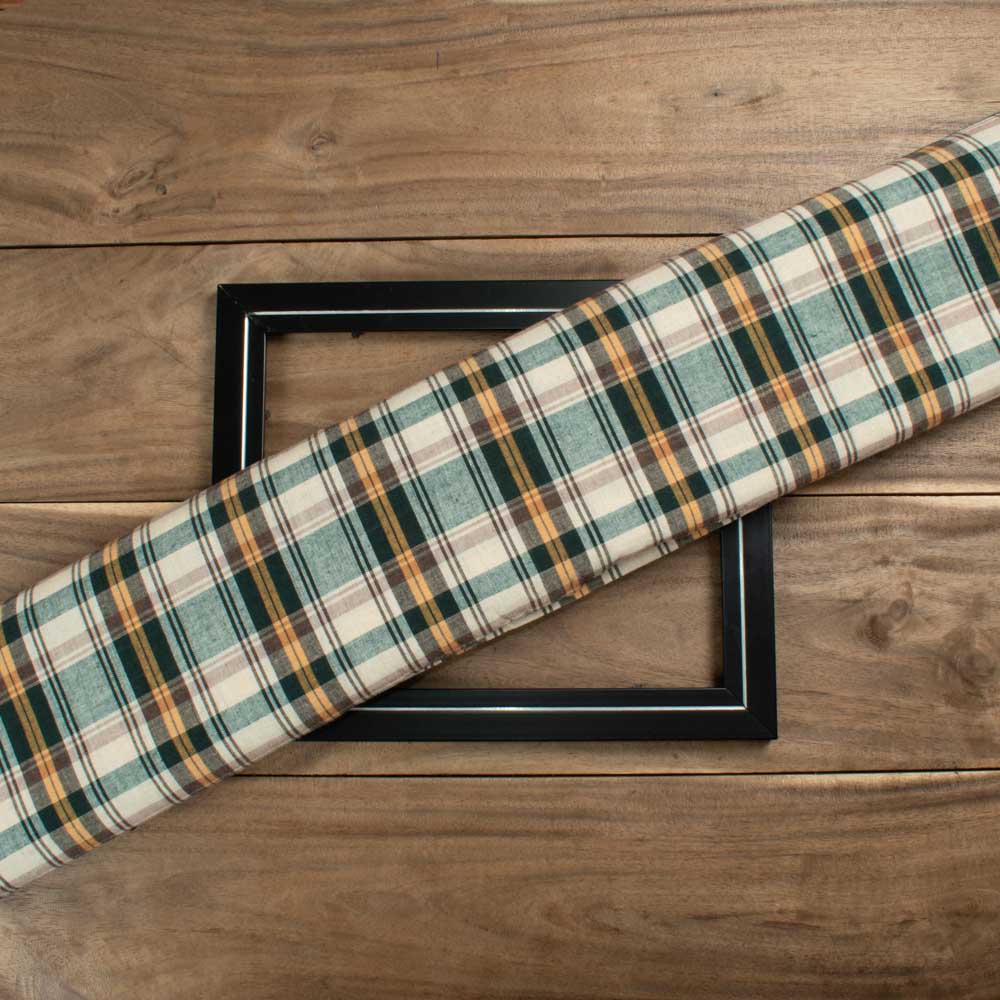Check Multicolor Pure Cotton 100 GSM Handwoven Fabric 623