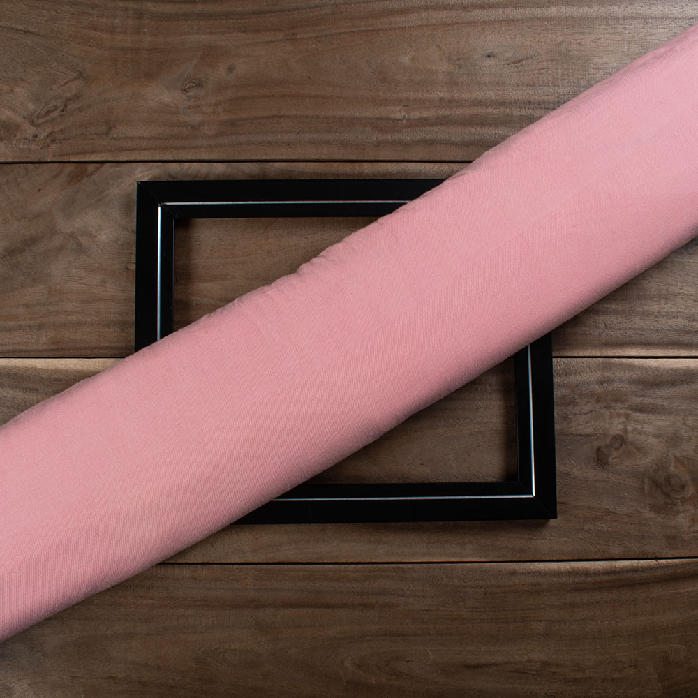 SOLID SATIN TWILL CORAL PINK PURE COTTON 102 GSM HANDWOVEN FABRIC