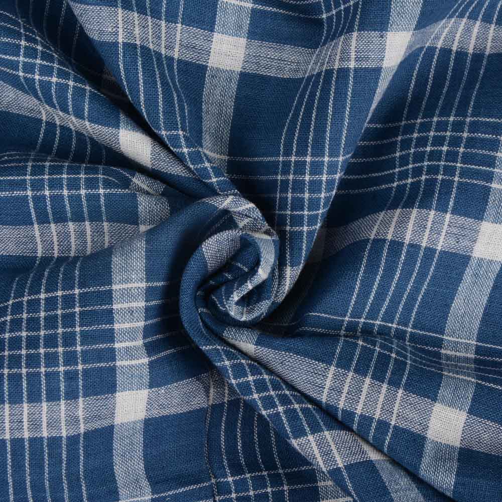 Check Blue & White Pure Cotton 92 GSM Handwoven Fabric 81