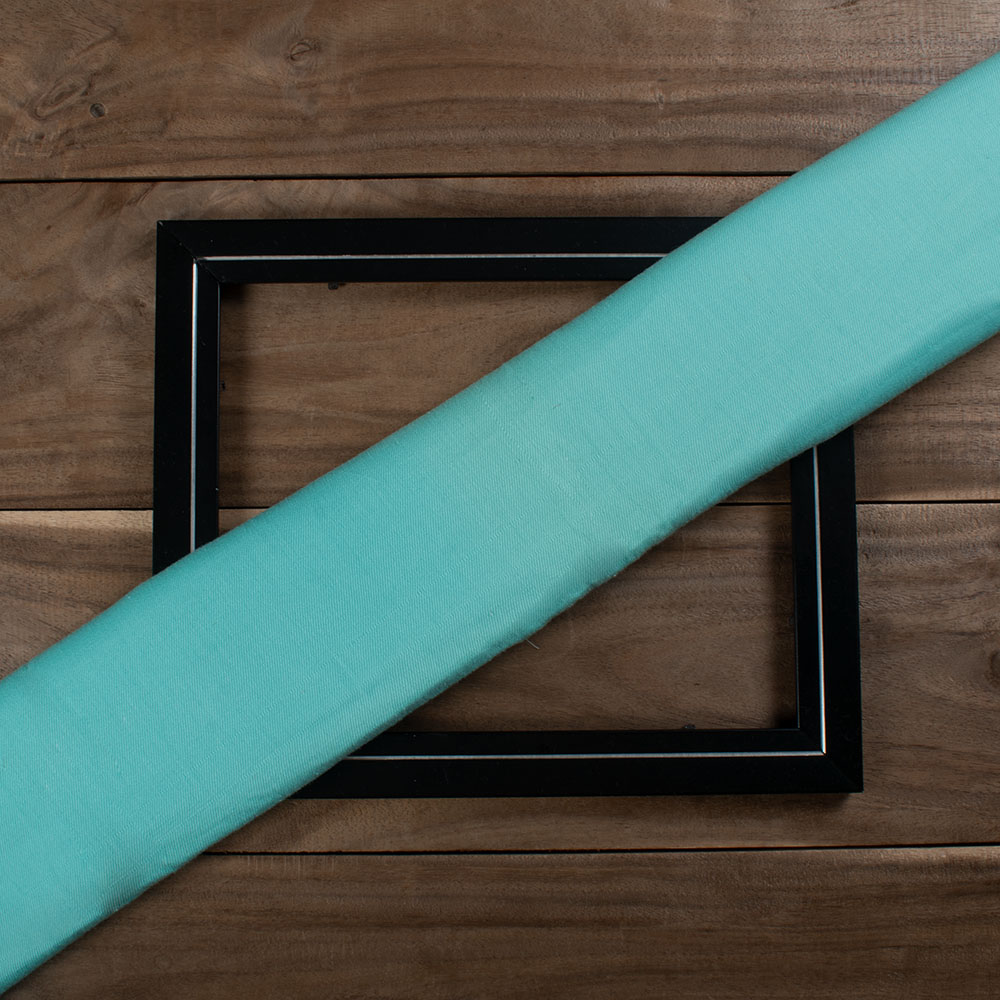 Solid Satin Twill Aqua Blue Pure Cotton 102 GSM Handwoven Fabric