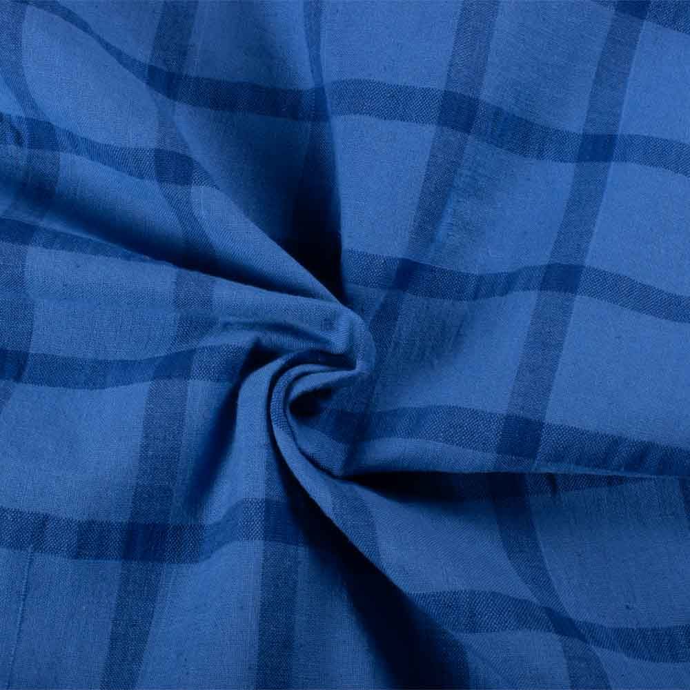Check Navy & Royale Blue 125 GSM Khadi Handwoven Fabric