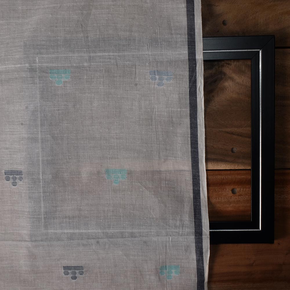 GEOMETRIC OFF WHITE JAMDANI KHADI COTTON 58 GSM HANDWOVEN FABRIC