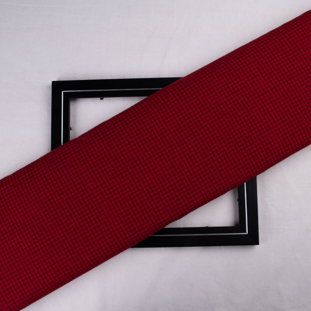Check Red Black Pure Cotton 110 GSM Handwoven Fabric