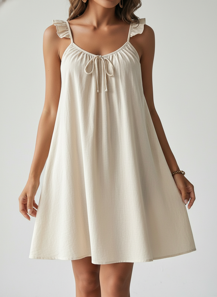 Casual Shoulder Ruffles Shift Dress