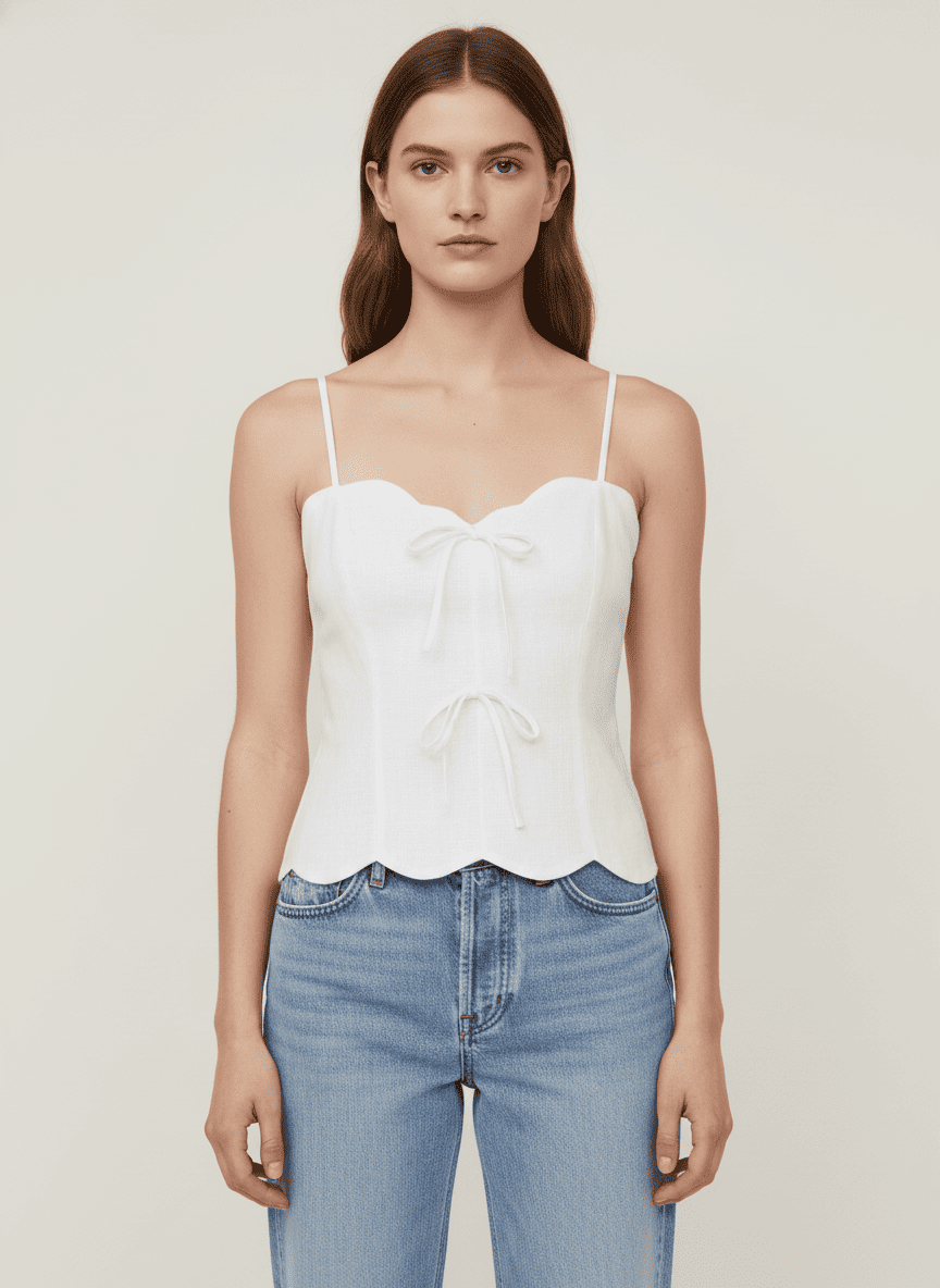 Scallop Hem Paneled Top