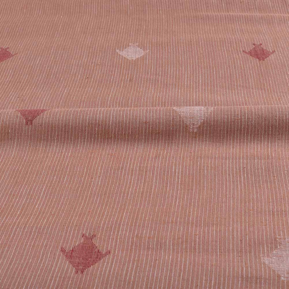 GEOMETRIC BEIGE JAMDANI KHADI COTTON 65 GSM HANDWOVEN FABRIC