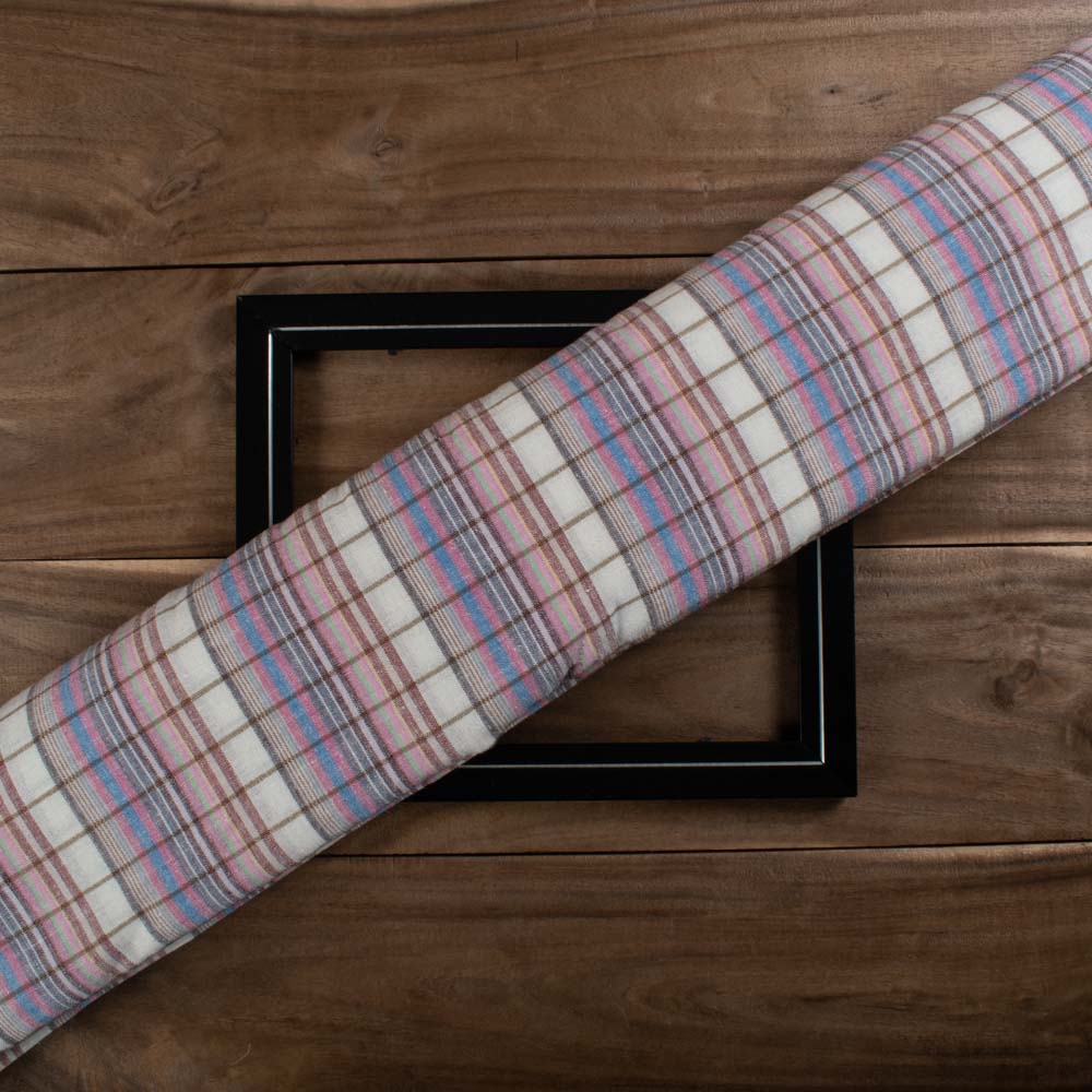 Multicolour Check Cotton & Hemp 140 GSM Handwoven Fabric 803