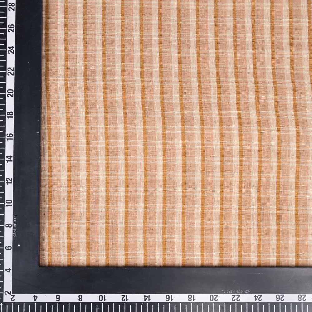 CHECK BEIGE PURE COTTON 98 GSM HANDWOVEN FABRIC
