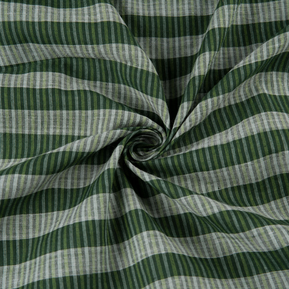 Check Green Pure Cotton 58 GSM Handwoven Fabric