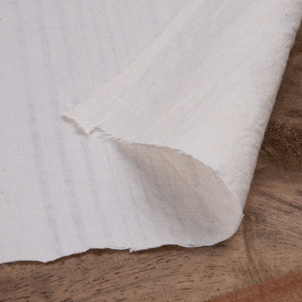 White Stripe Cotton 140 GSM Fabric - Bleached White & Dyeable