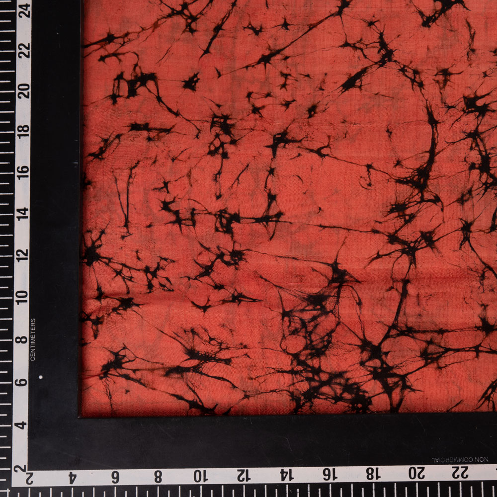 ABSTRACT BLACK RED BATIK MULBERRY SILK 40 GSM FABRIC 04