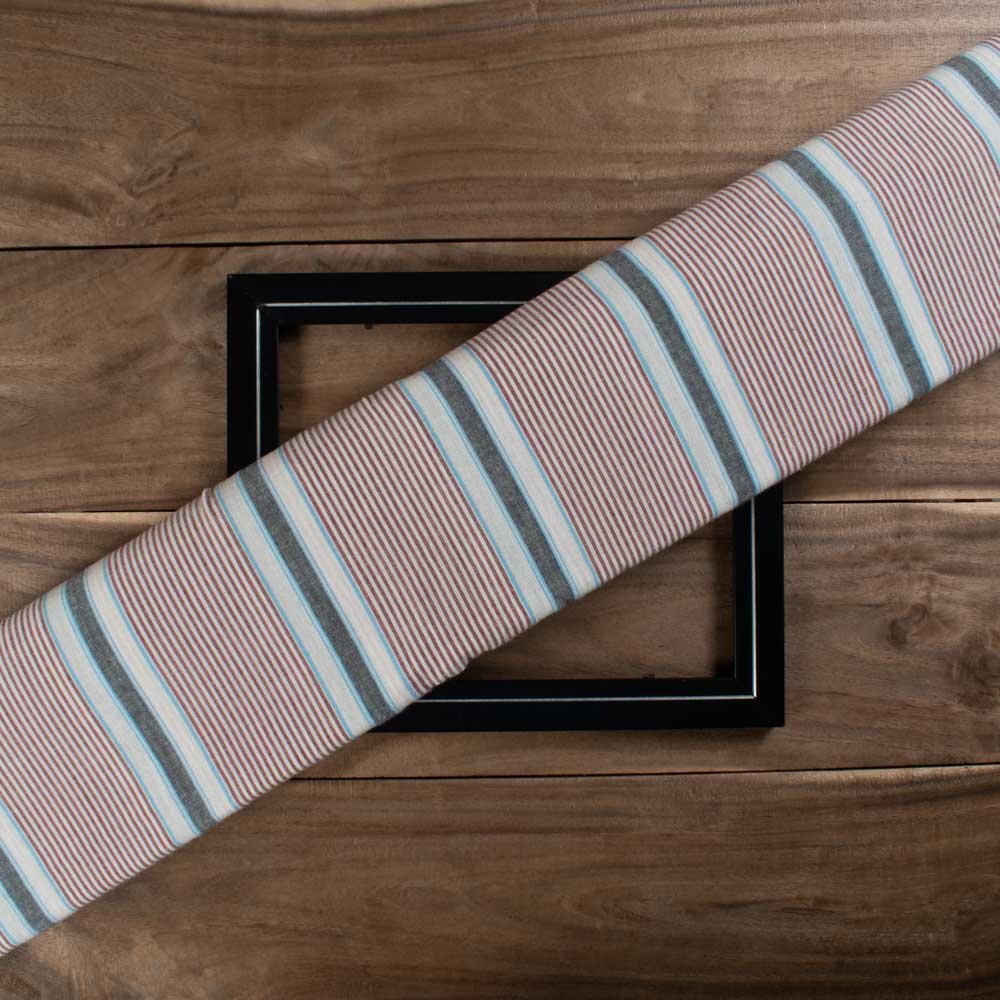 Multicolour Stripe Pure Cotton 90 GSM Handwoven Fabric 415