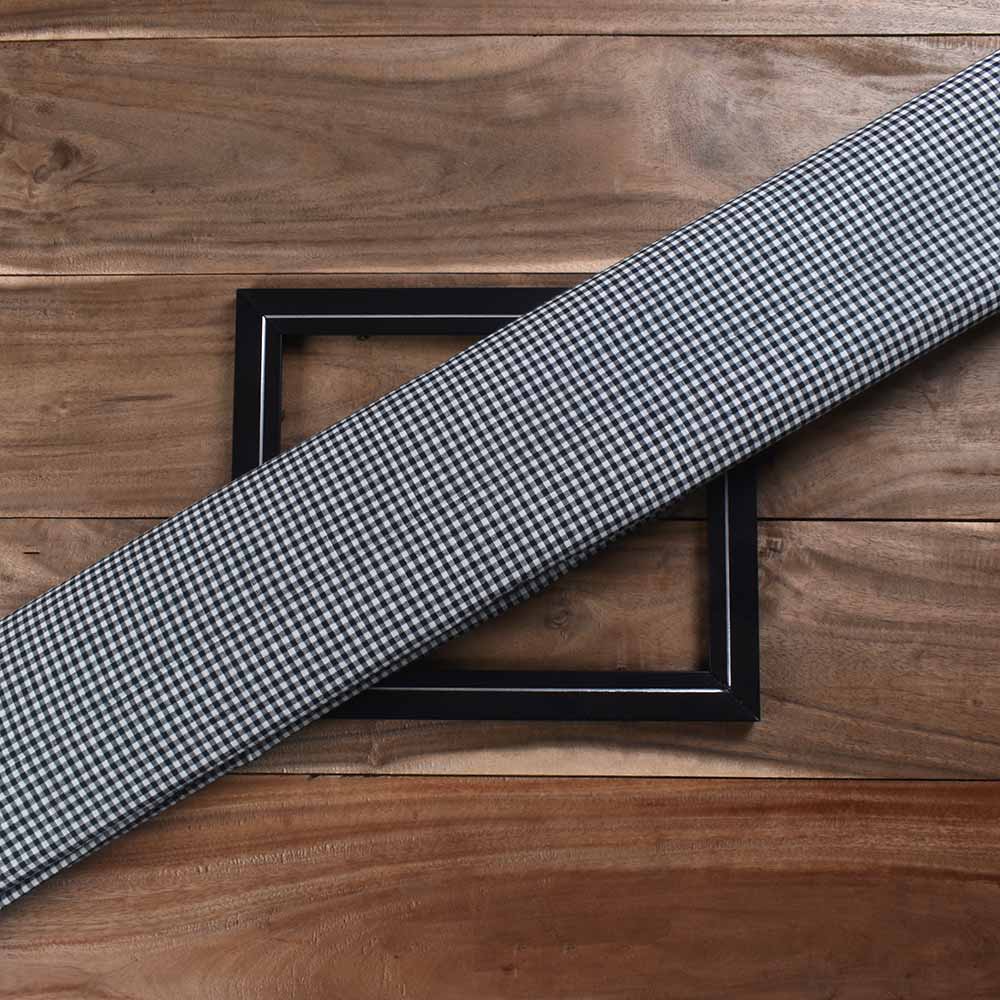 Check White Black Pure Cotton 72 GSM Handwoven Fabric