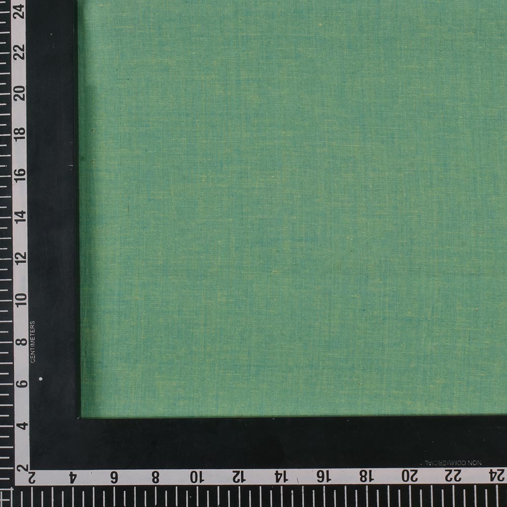 CHAMBRAY GREEN KHADI COTTON 75 GSM HANDWOVEN FABRIC H34