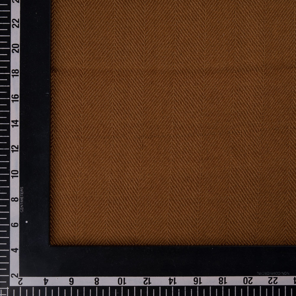 HERRINGBONE BROWN PURE WOOL 220 GSM HANDWOVEN FABRIC