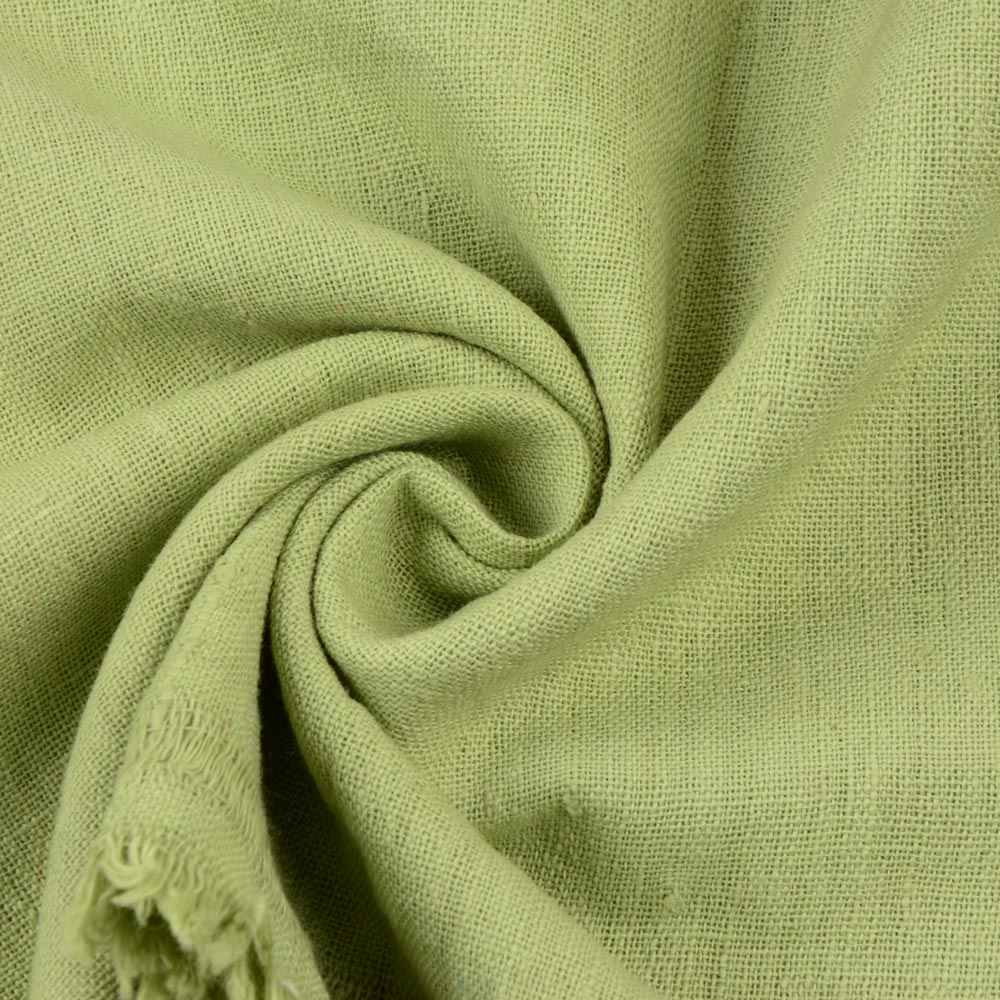 Plain Green Khadi 122 GSM Fabric - Handspun & Handwoven H22
