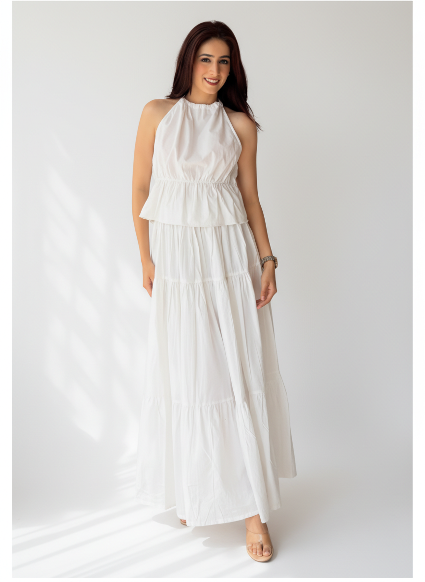 Tie Up Top & Tiered Skirt Co-ord Set