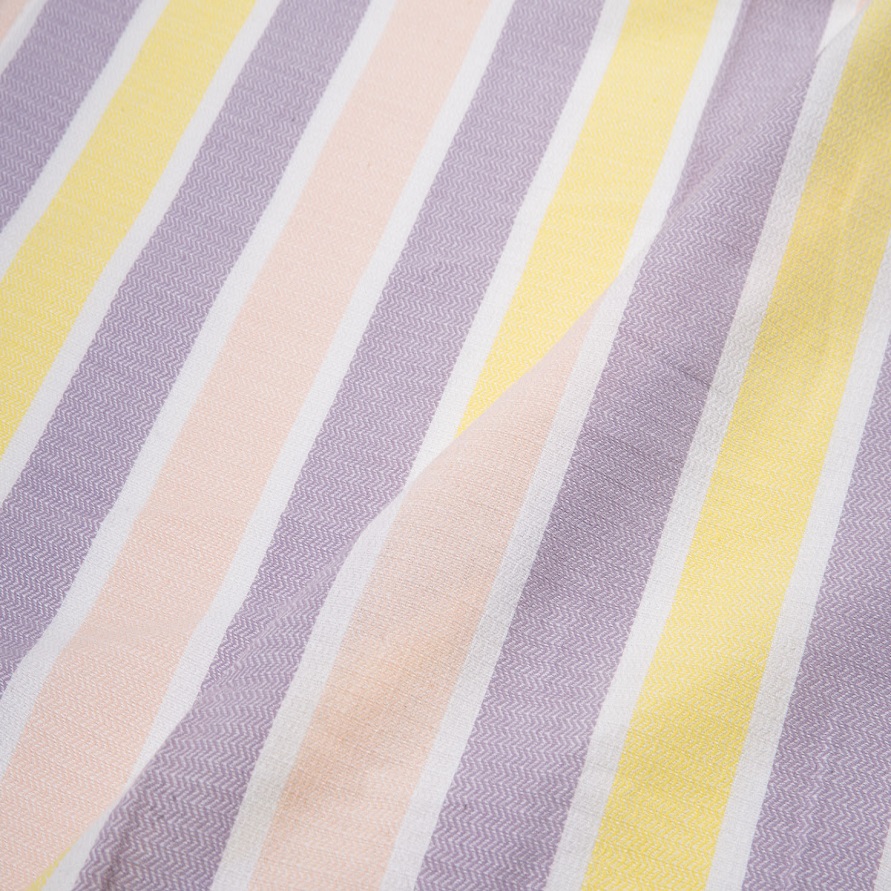 STRIPE PEACH YELLOW & LAVENDER JACQUARD MERCERISED COTTON 108 GSM FABRIC