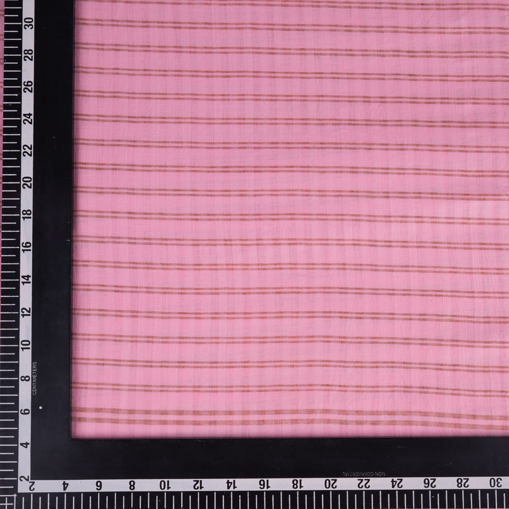 STRIPE PINK PURE COTTON 87 GSM HANDWOVEN FABRIC