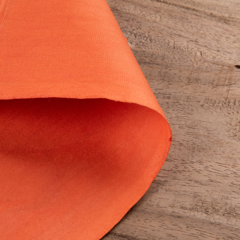 Plain Orange Pure Cotton 114 GSM Handwoven Fabric