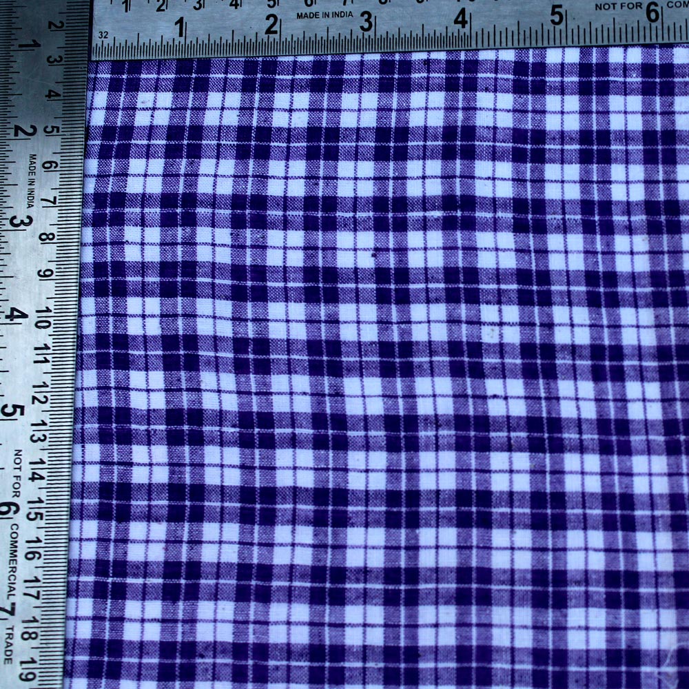 CHECK BLUE PURE COTTON 105 GSM HANDWOVEN FABRIC