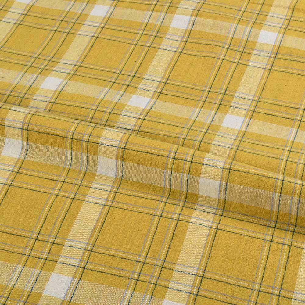 CHECK YELLOW PURE COTTON 95 GSM HANDWOVEN FABRIC 20