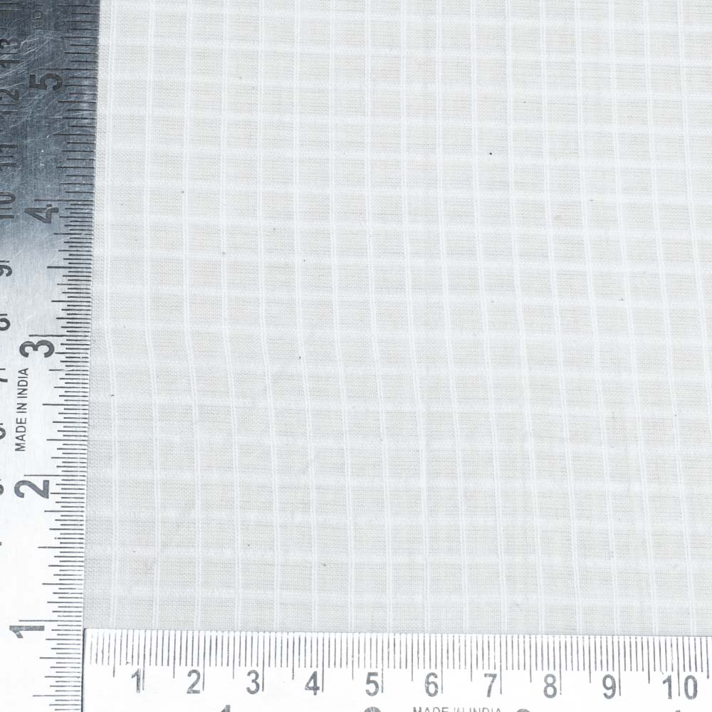 CHECK CREAM PURE COTTON 97 GSM HANDWOVEN FABRIC