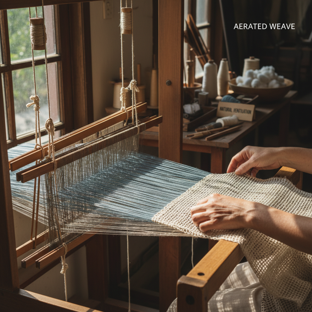 Lightweight bamboo linen fabric demonstrating airflow and breathable textile structure for summer garments