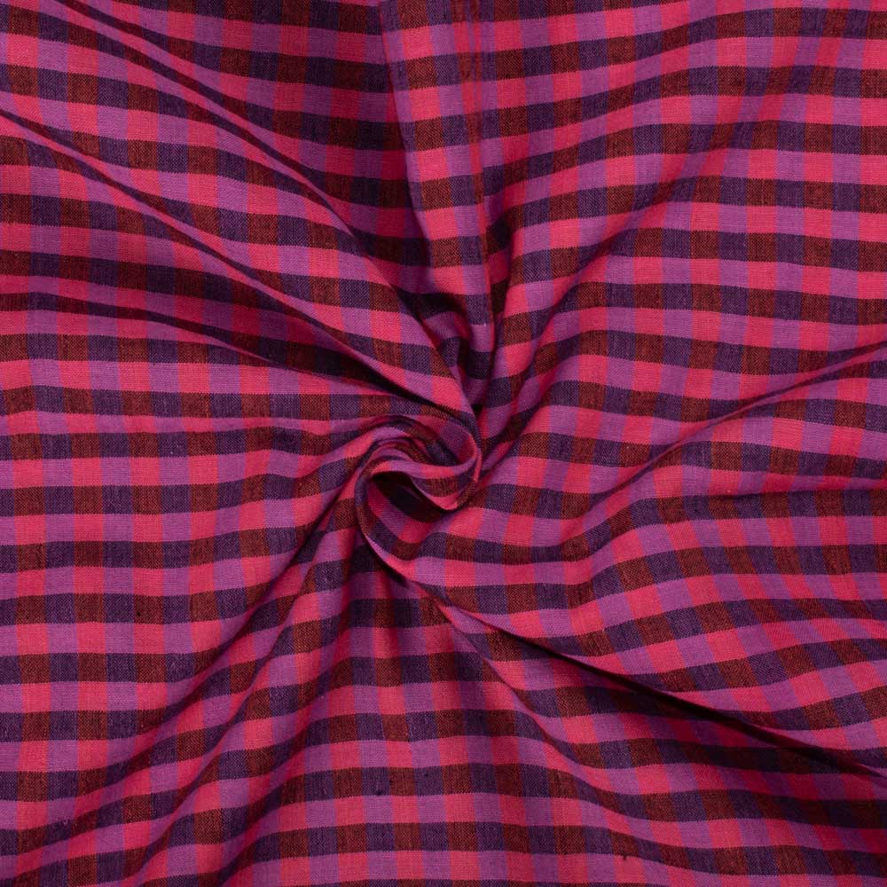 Check Multicolor Pure Cotton 100 GSM Handwoven Fabric 651