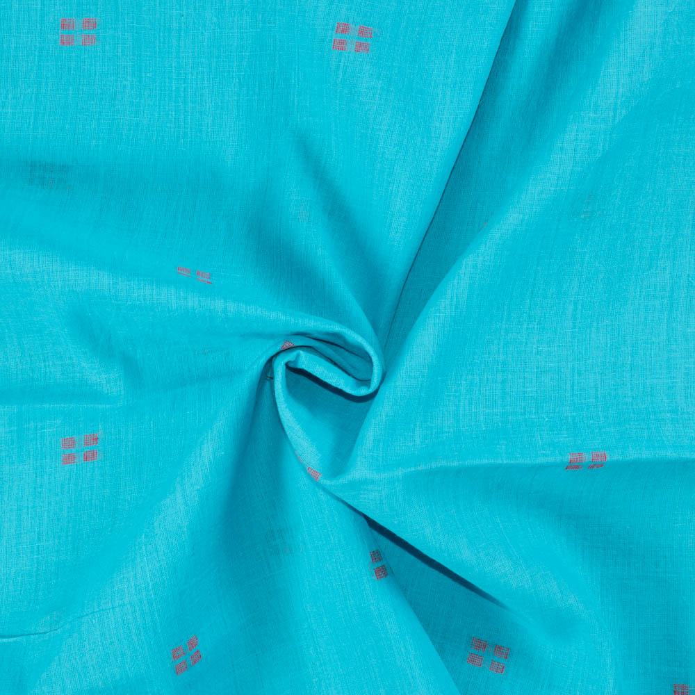 Geometric Blue Jamdani Pure Cotton 56 GSM Fabric