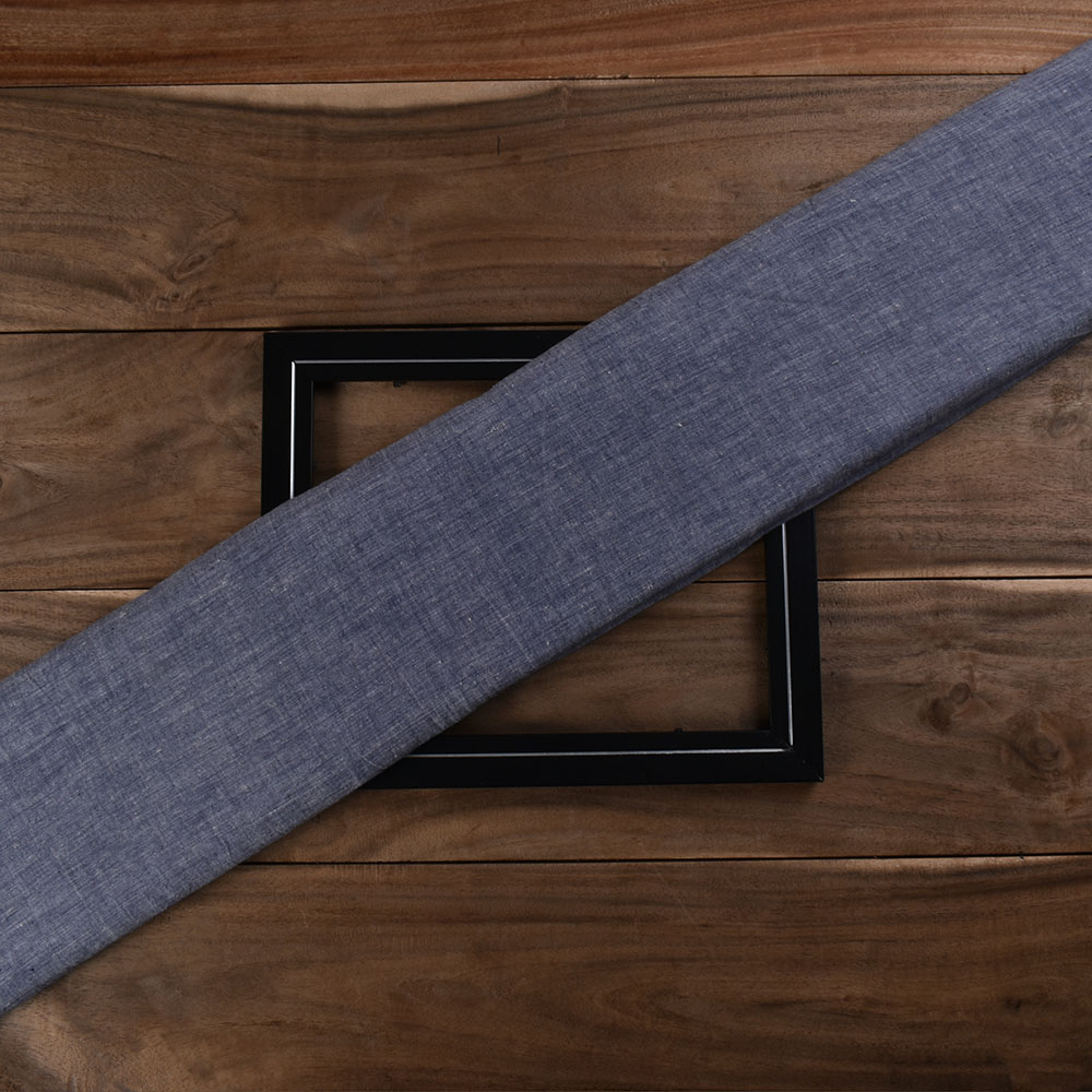 Chambray Grey Khadi Cotton 105 GSM Handwoven Fabric I