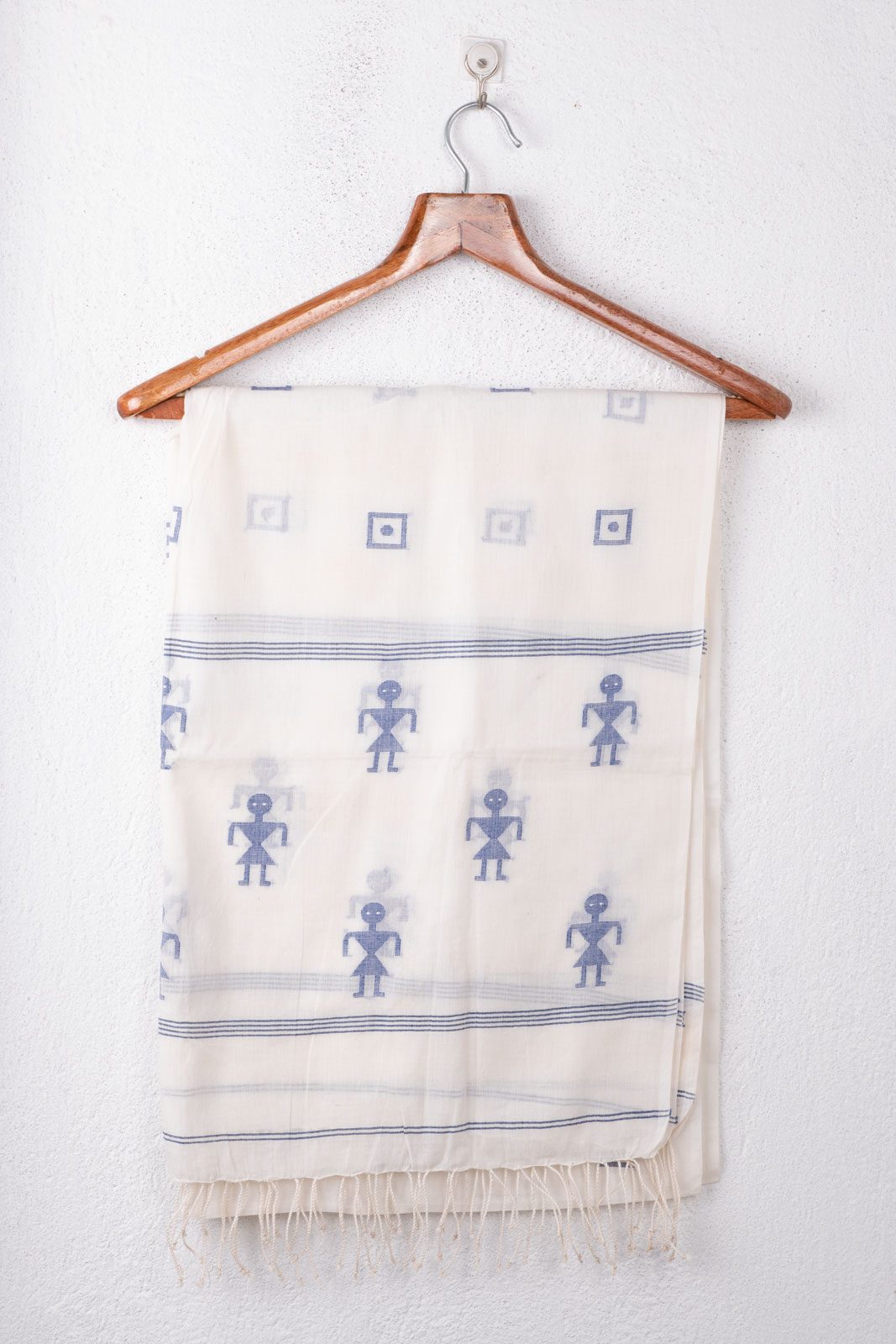 Doll Beige Jamdani Handwoven Cotton Scarf