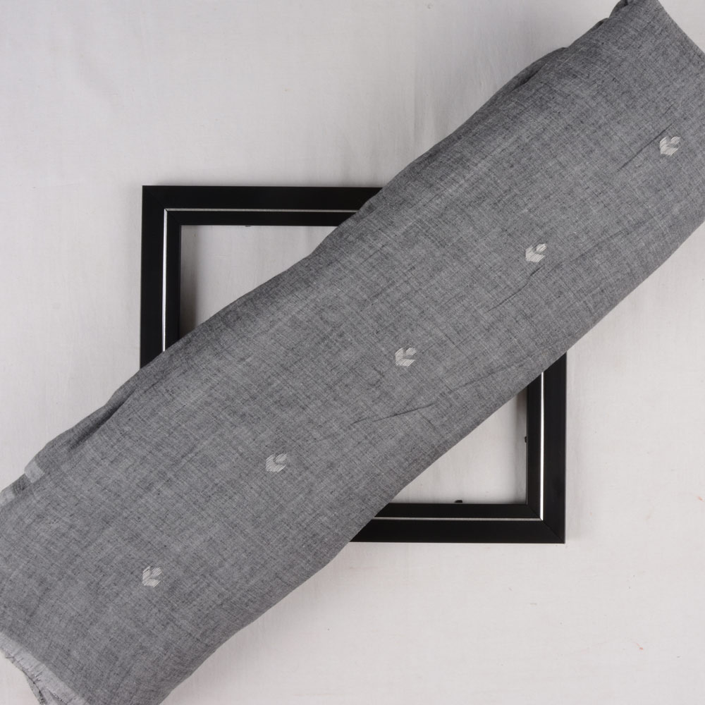 Geometric Grey Jamdani Pure Handwoven Cotton 55 GSM Fabric