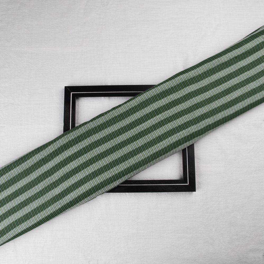 Check Green Pure Cotton 58 GSM Handwoven Fabric