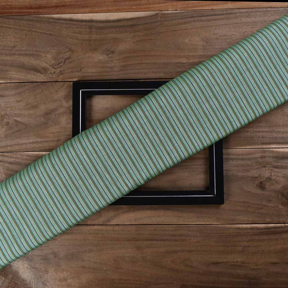 Stripe Green Pure Cotton 83 GSM Handwoven Fabric