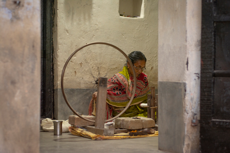 Women Spinning Khadi fabric yarn