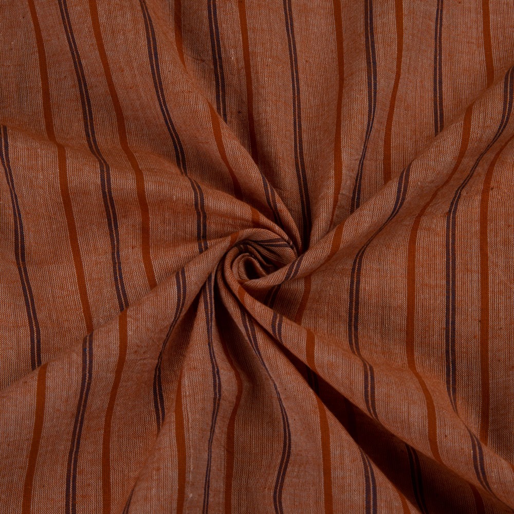 Stripe Brown Pure Cotton 65 GSM Handwoven Fabric 207