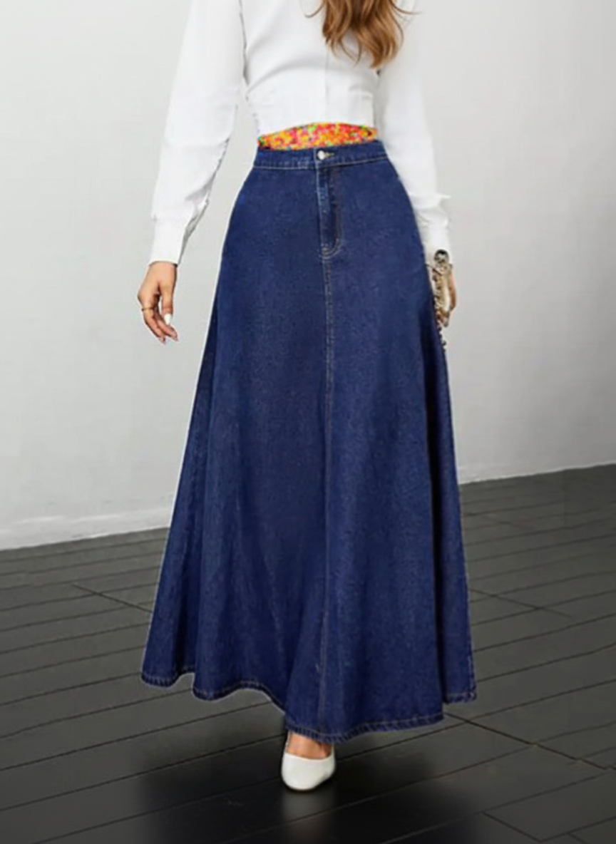 Denim Basic Maxi Skirt