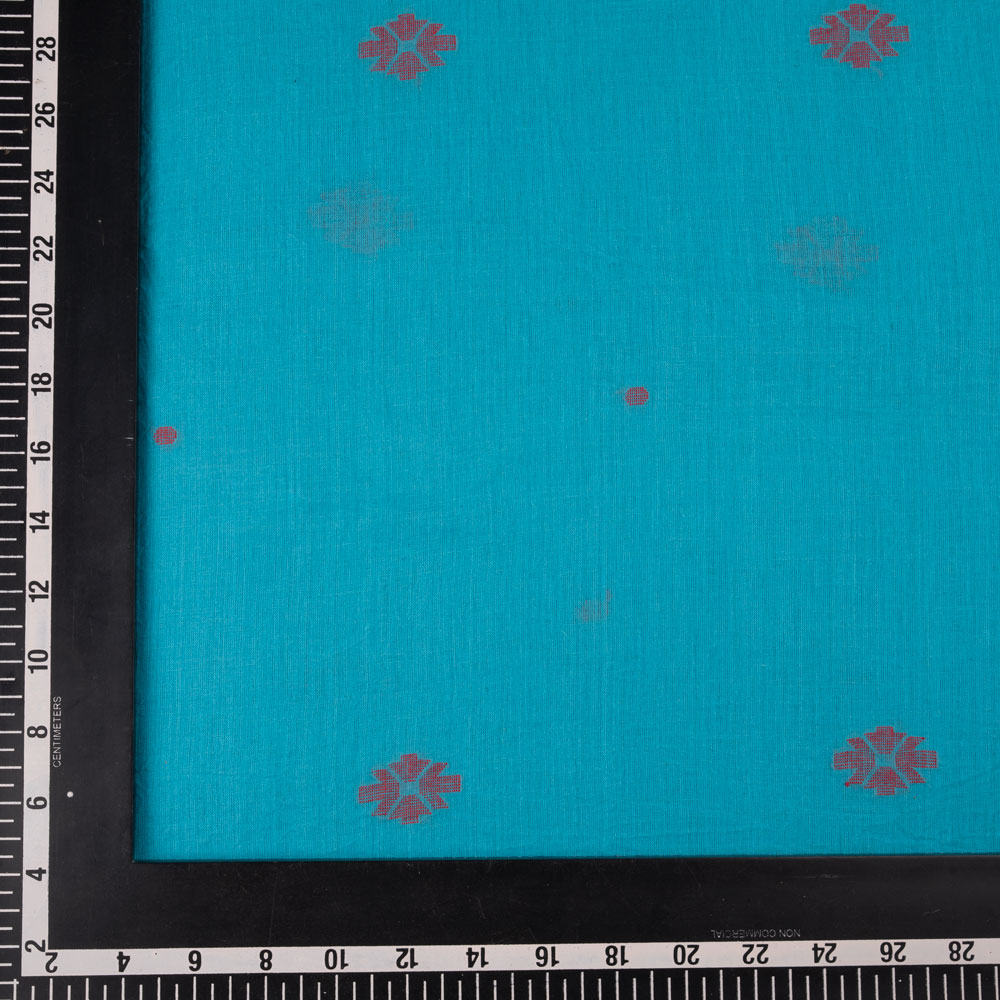 GEOMETRIC BLUE JAMDANI PURE COTTON 55 GSM FABRIC