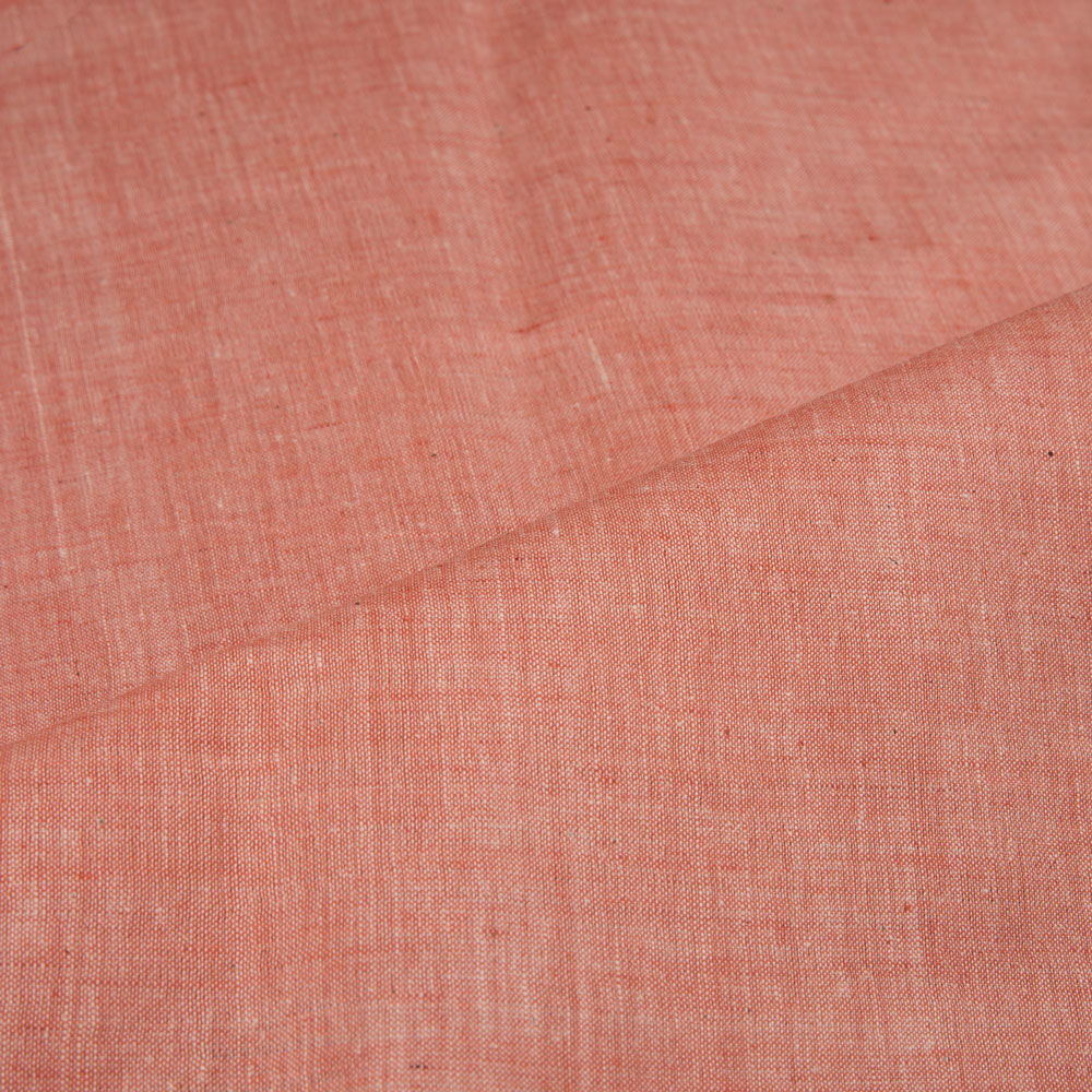CHAMBRAY ORANGE KHADI COTTON 75 GSM HANDWOVEN FABRIC H51