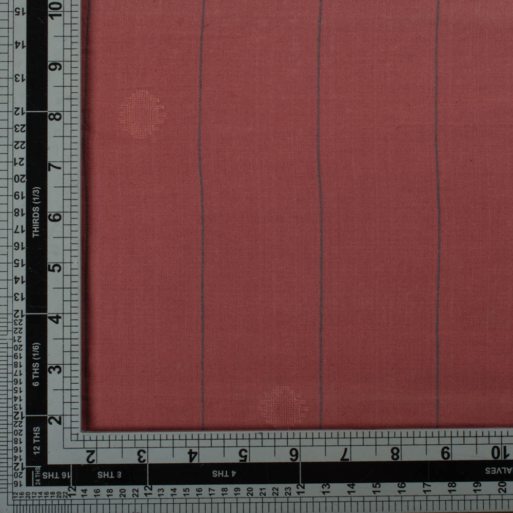 GEOMETRIC STRIPE BROWN JAMDANI PURE COTTON 97 GSM FABRIC