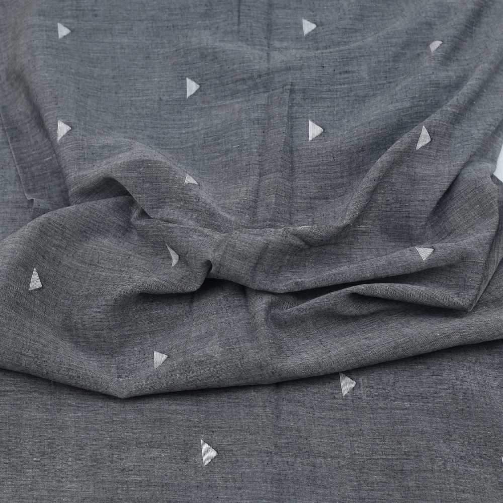 Geometric Grey Jamdani Pure Cotton 55 GSM Fabric 93
