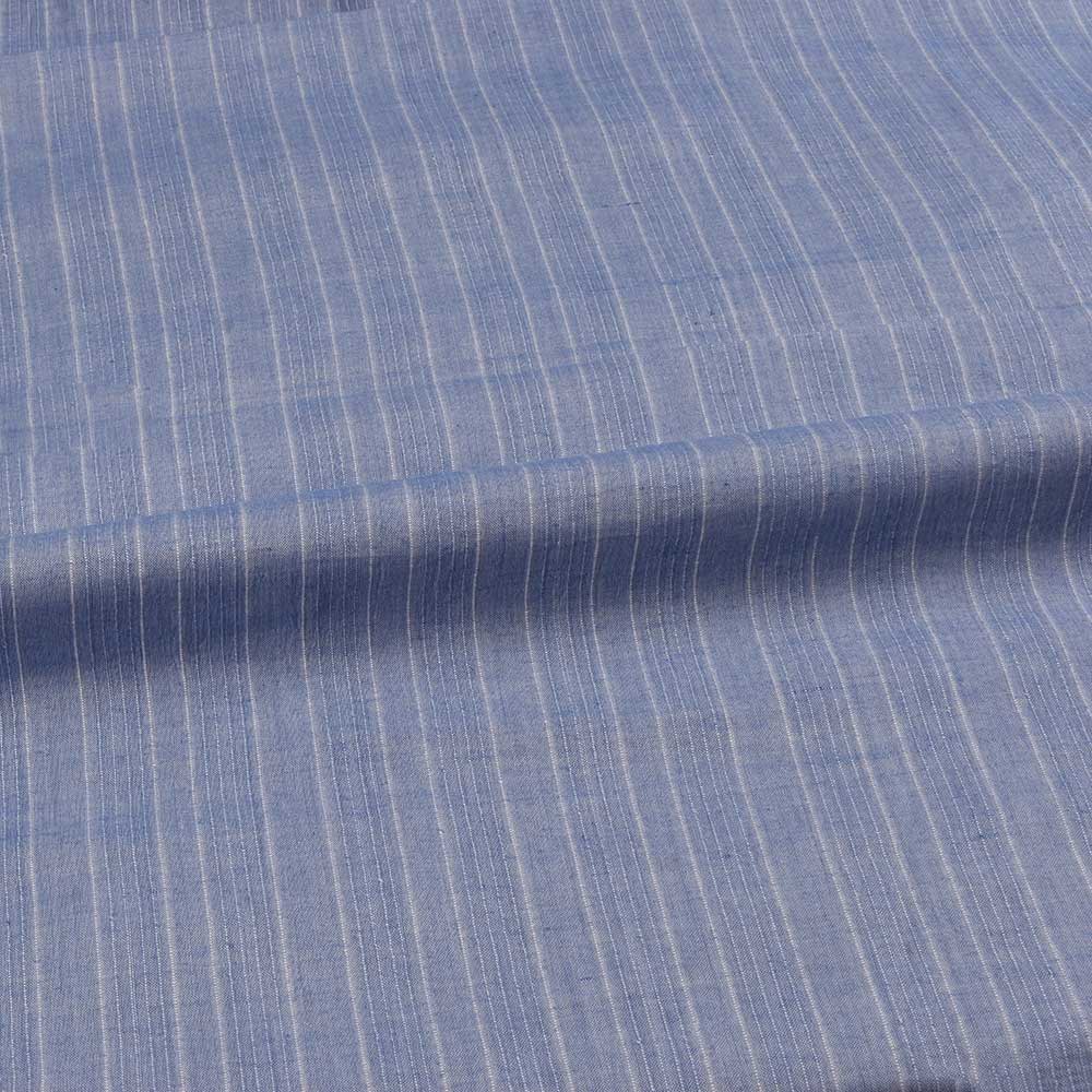 STRIPE BLUE PURE COTTON 80 GSM HANDWOVEN FABRIC W11