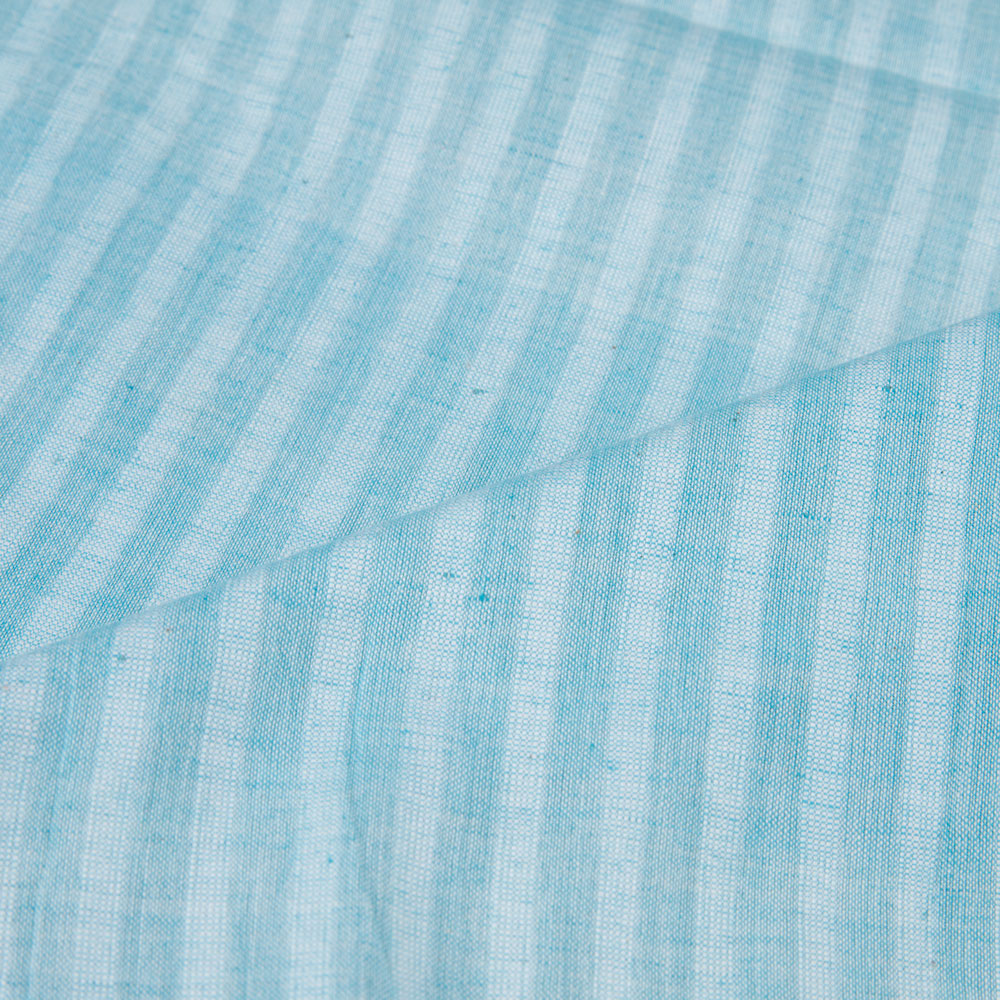 STRIPE SKY BLUE PURE COTTON 85 GSM HANDWOVEN FABRIC