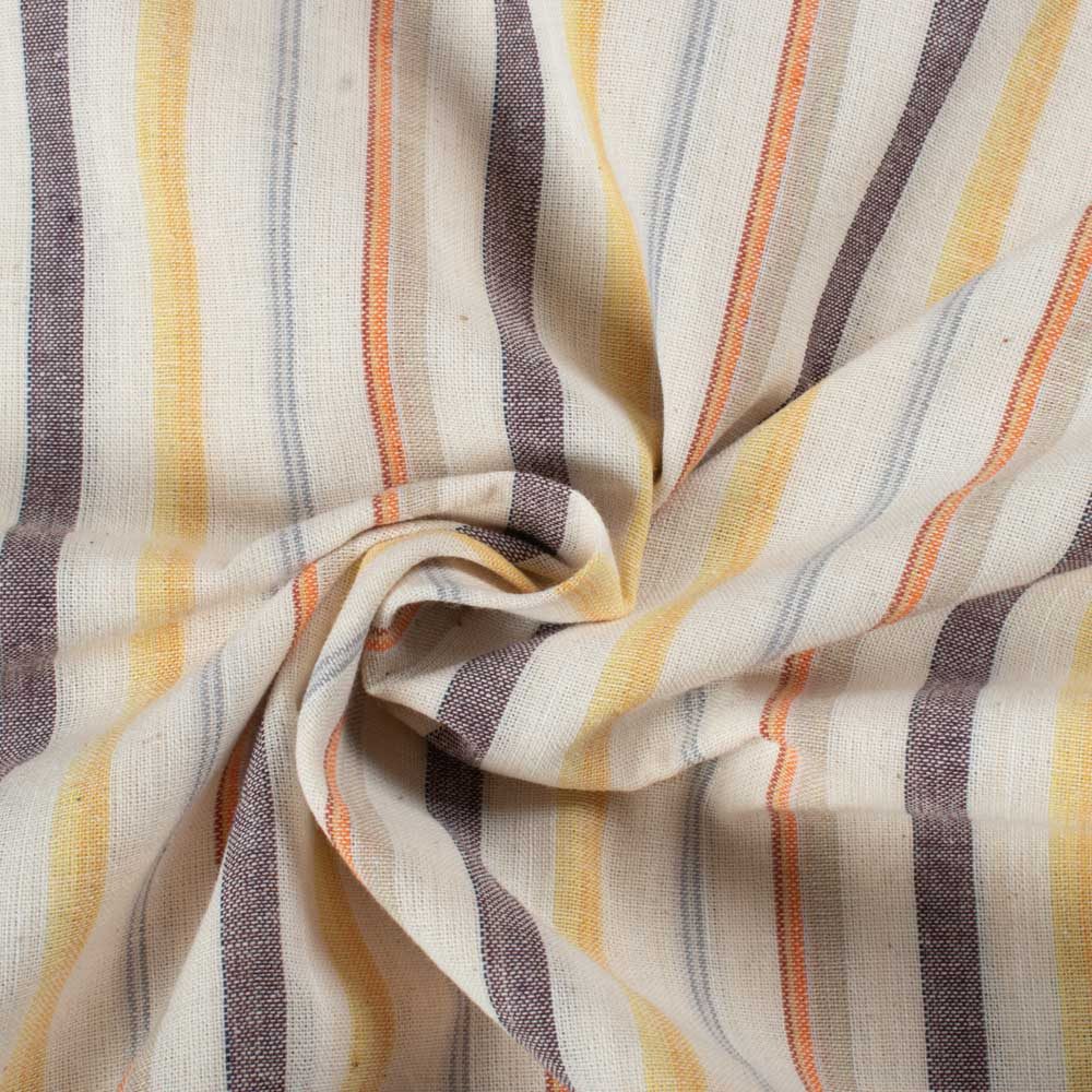 Stripe Multicolor Pure Cotton 105 GSM Handwoven Fabric 469