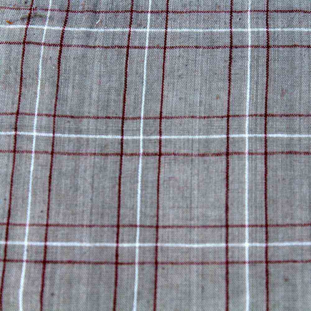 CHECK GREY PURE COTTON 105 GSM HANDWOVEN FABRIC