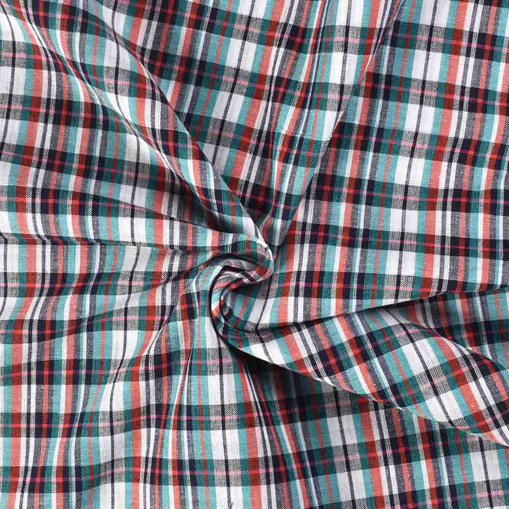 Check Multicolour Pure Cotton 95 GSM Handwoven Fabric 483