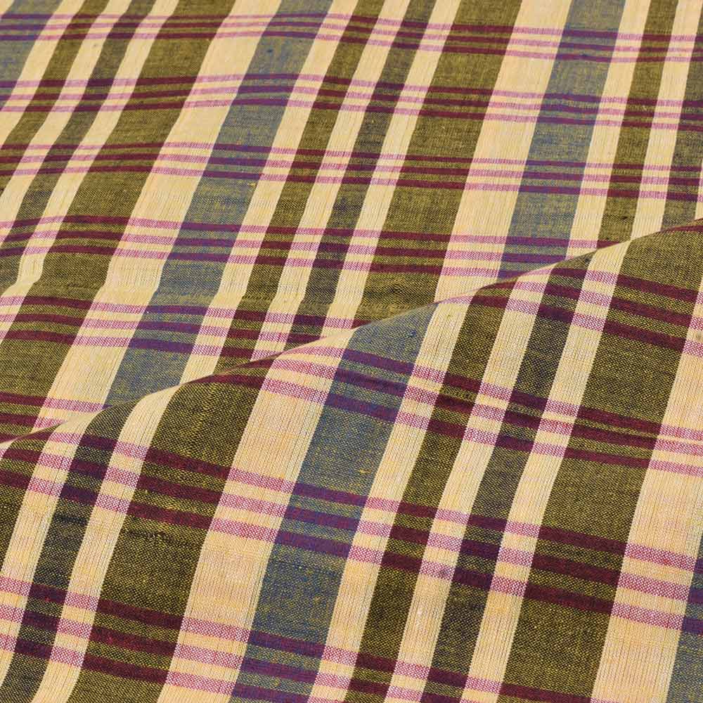 CHECK MULTICOLOR PURE COTTON 82 GSM HANDWOVEN FABRIC