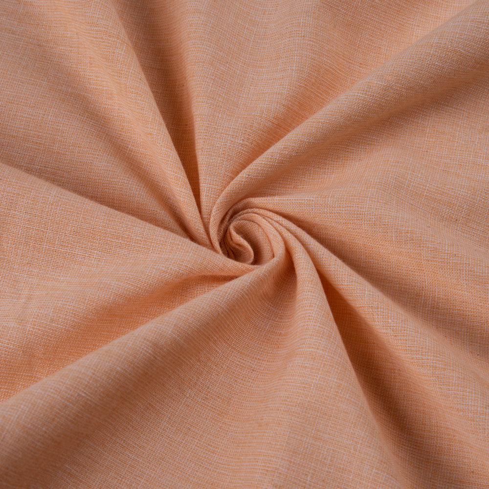 Chambray Peach Pure Cotton 104 GSM Handwoven Fabric